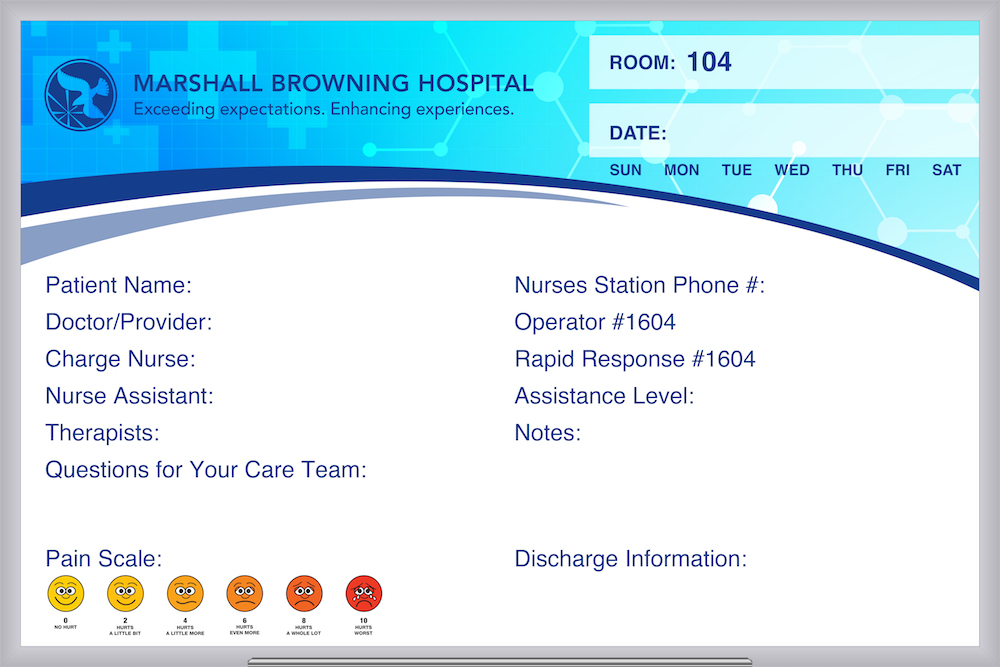 Marshall Browning Hospital whiteboard