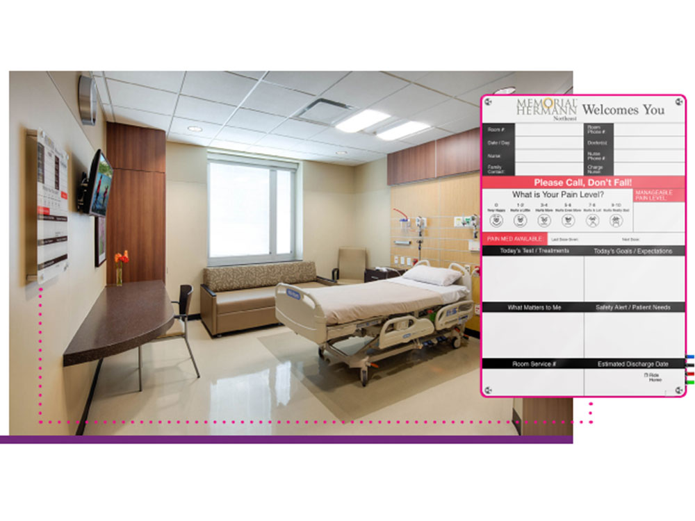 cleanable whiteboards in patient room