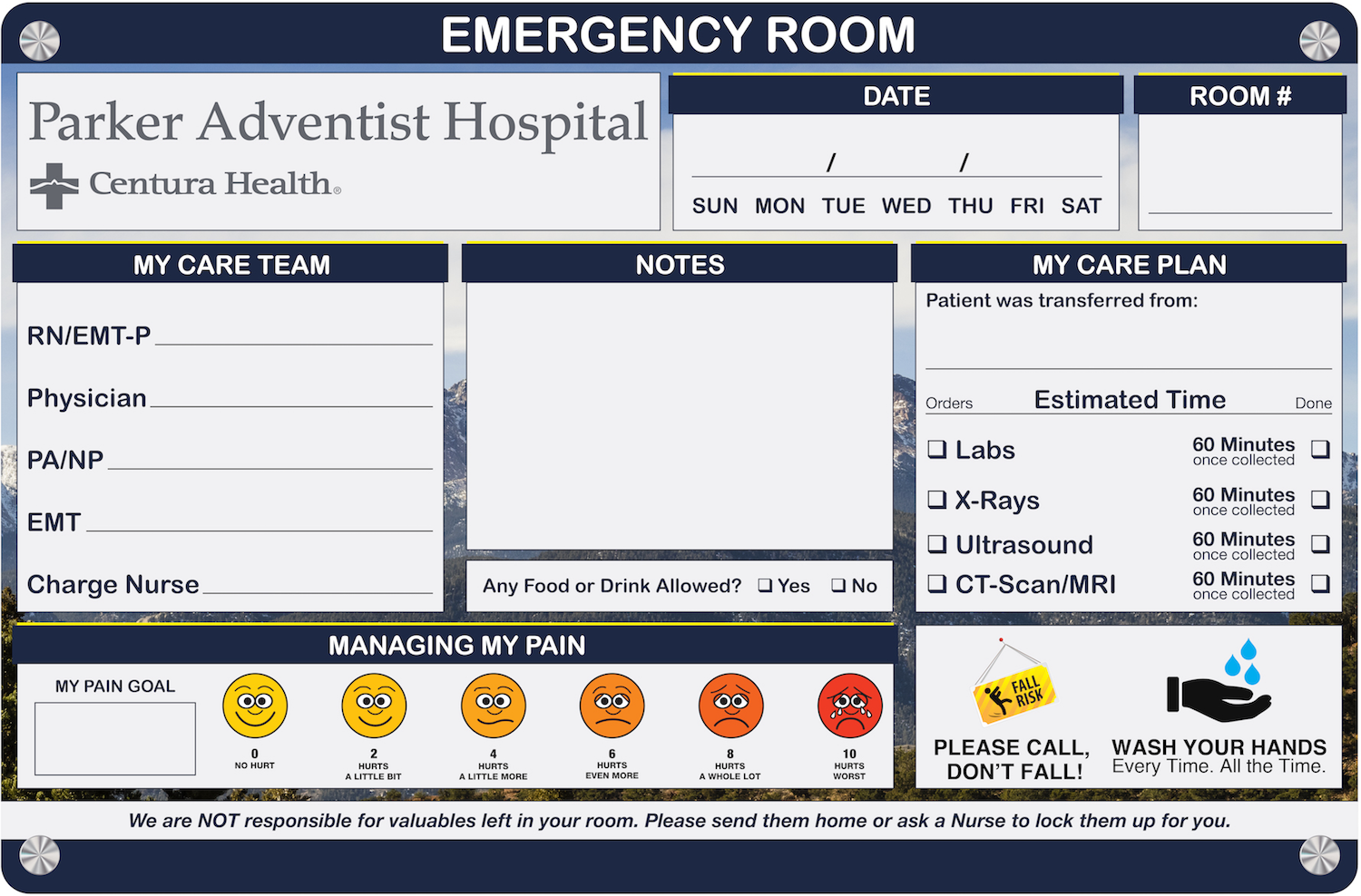 emergency room whiteboard