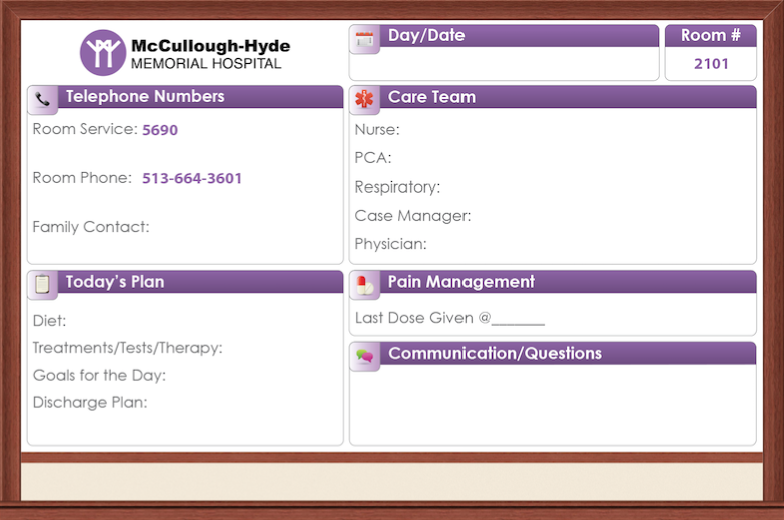 patient room whiteboard example