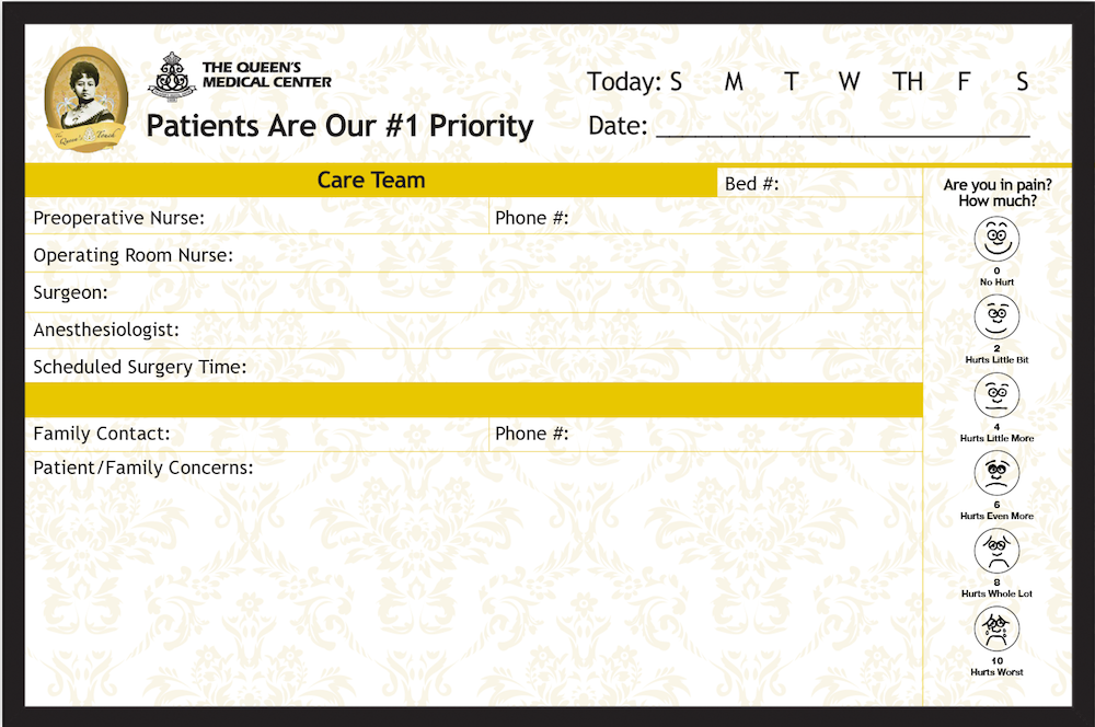 queens medical center hospital whiteboard
